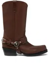 Versace Leather Cowboy Boots In Brown