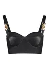 Versace Women's Leather Crop Top In Black