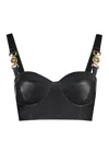 Versace Women's Leather Crop Top In Black
