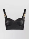 Versace Leather Crop Top In Blue