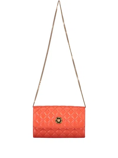 Versace Leather Crossbody Bag In 橘色