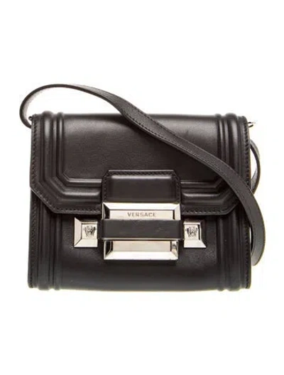 Pre-owned Versace Leather Crossbody Bag In Black
