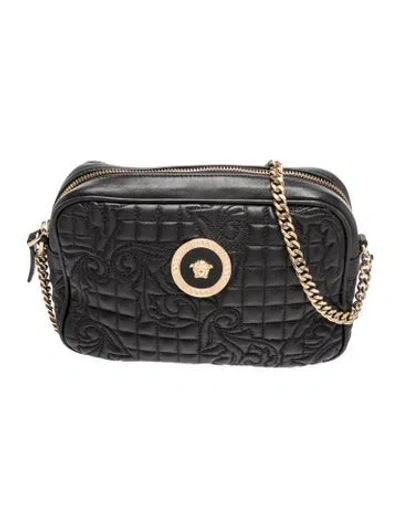 Pre-owned Versace Leather Crossbody Bag In Black