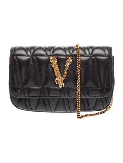 Pre-owned Versace Leather Crossbody Bag In Black