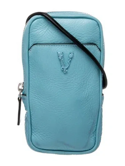 Pre-owned Versace Leather Crossbody Bag In Blue
