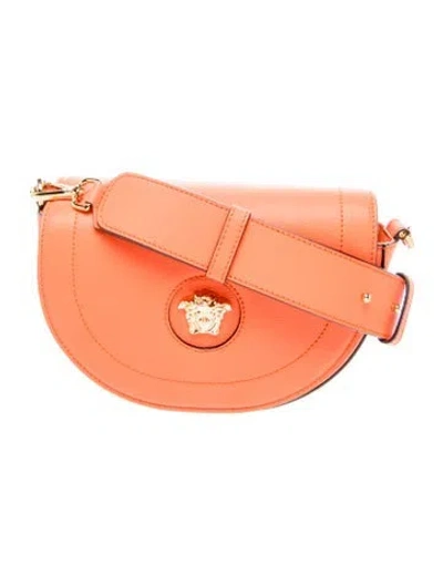 Pre-owned Versace Leather Crossbody Bag In Orange