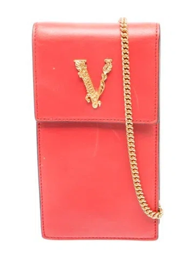 Pre-owned Versace Leather Crossbody Bag In Red