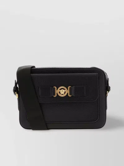 Versace Leather Crossbody Bag Shape Rectangular In Black