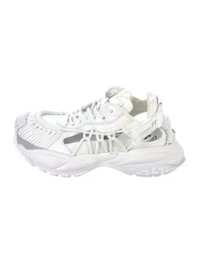 Pre-owned Versace Leather Cutout Accent Chunky Sneakers In White