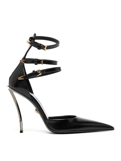 Versace Woman Pumps Black Size 10 Soft Leather In Negro