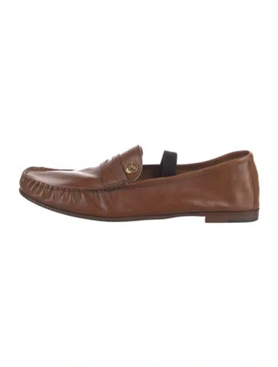 Pre-owned Versace Leather Dress Loafers In Brown