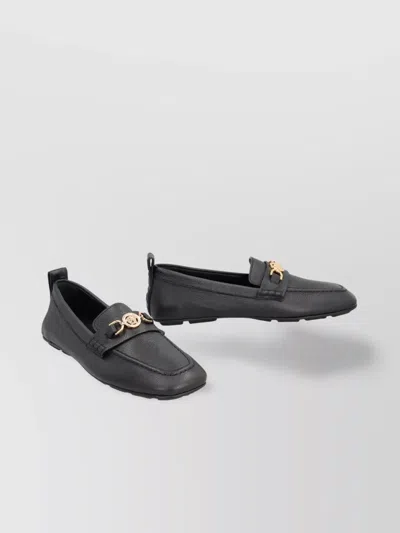 Versace Villa Suede Loafers In Black
