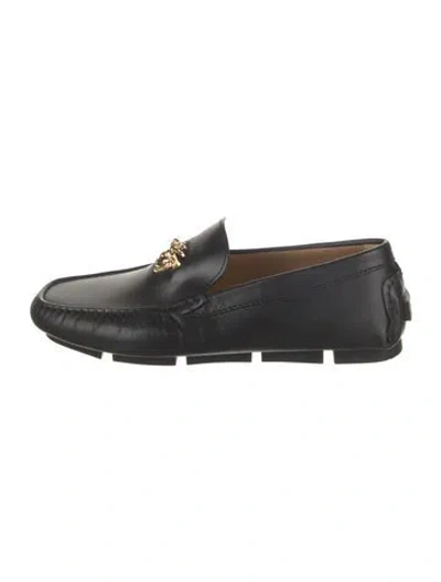 Pre-owned Versace Leather Drivers In Black