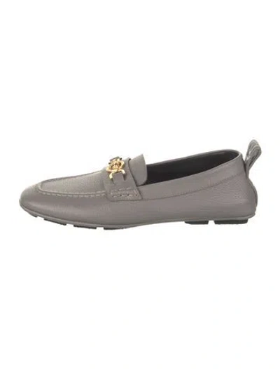 Pre-owned Versace Leather Drivers In Gray