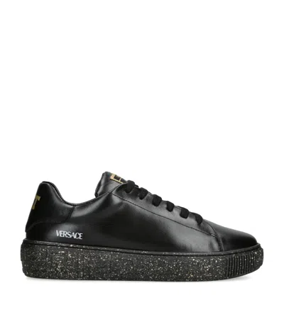 Versace Kids' Leather Eco Sneakers In Black