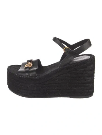 Pre-owned Versace Leather Espadrilles In Black