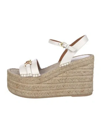 Pre-owned Versace Leather Espadrilles W/ Tags In Neutrals