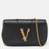 VERSACE LEATHER FLAP CHAIN CLUTCH