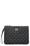 Versace Leather Flat Pouch In Black