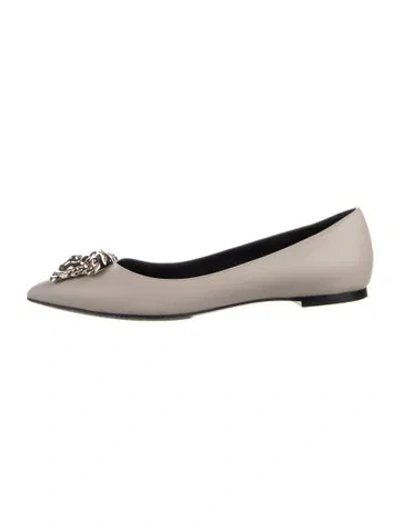 Pre-owned Versace Leather Flats In Gray