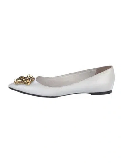 Pre-owned Versace Leather Flats In White