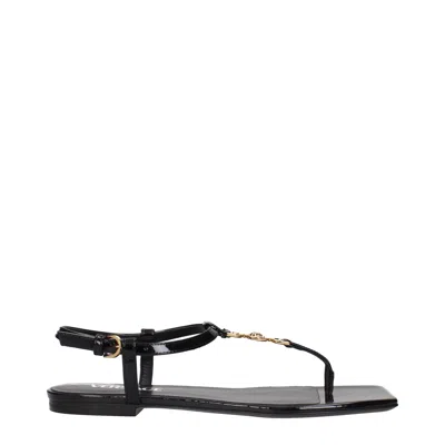Versace Leather Flip-flop Women's Sandals In Black