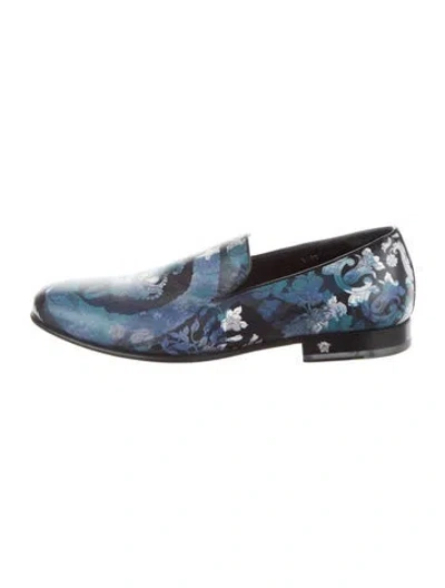 Pre-owned Versace Leather Floral Print Oxfords In Multicolor