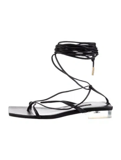 Pre-owned Versace Leather Gladiator Sandals In Multi