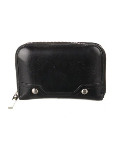 Pre-owned Versace Leather Graphic Print Continental Wallet In Black
