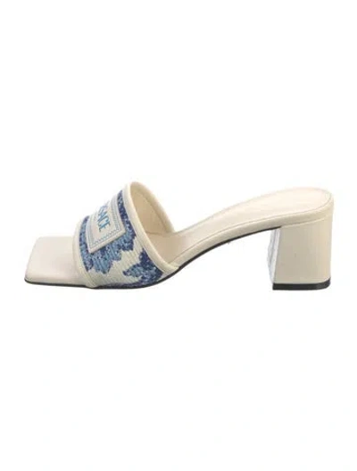 Pre-owned Versace Leather Graphic Print Slides In Multicolor
