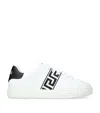 Versace White White Black Greca Embroidered Sneakers In White