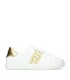 Versace White Leather Greca Sneakers In White