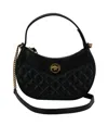 Versace Black Leather Half Moon Shoulder Bag In Black