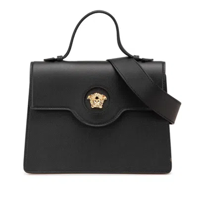 Pre-owned Versace Leather Handbag Shoulder Bag () In Black