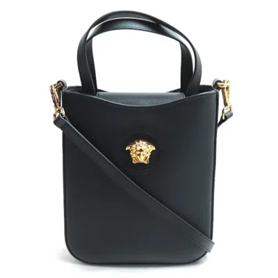 Pre-owned Versace Leather Handbag Shoulder Bag () In Black