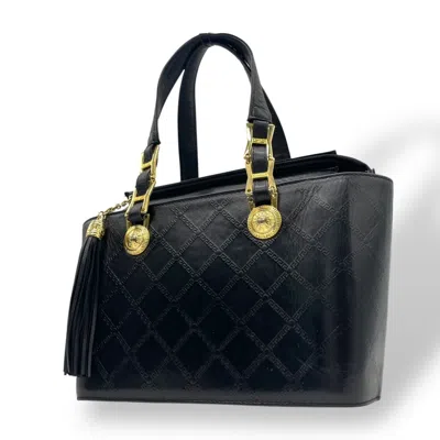 Pre-owned Versace Leather Handbag Tote Bag () In Black