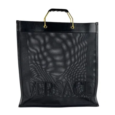 Pre-owned Versace Leather Handbag Tote Bag () In Black