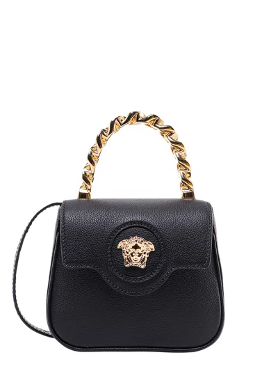 Versace Leather Handbag With Iconic Metal Logo Medusa