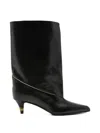 Versace Leather Heel Boot In Black