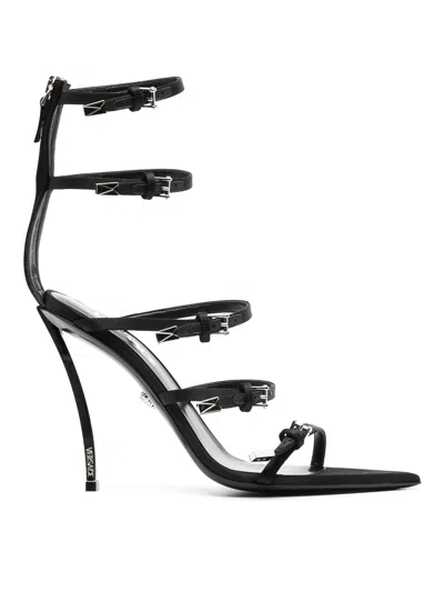 VERSACE LEATHER HEEL SANDALS