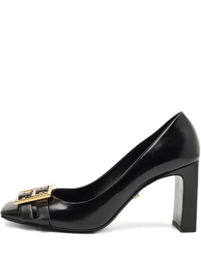 Pre-owned Versace Leather Heeled Pumps In Black