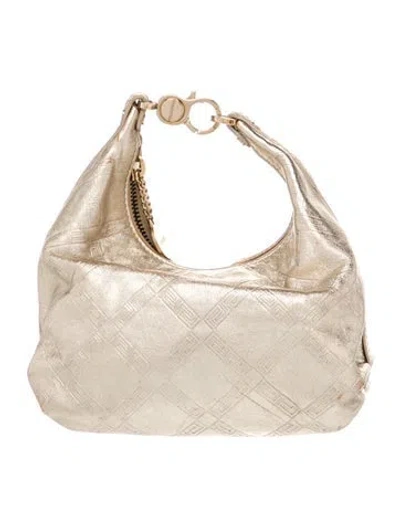 Pre-owned Versace Leather Hobo In Neutrals