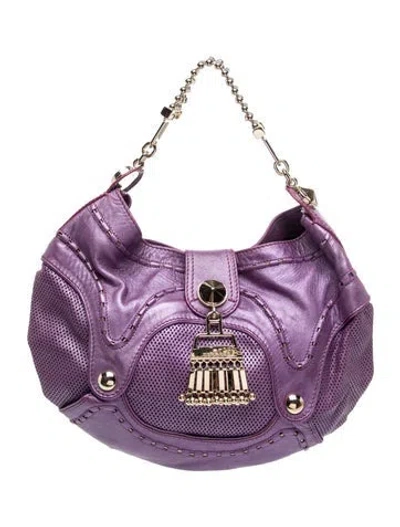 Pre-owned Versace Leather Hobo In Purple