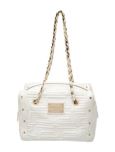 Pre-owned Versace Leather Hobo In White