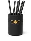 Versace Leather Holder And Pencil Set In Black