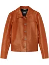 Versace Debossed Paneled Textured-leather Jacket In 橘色