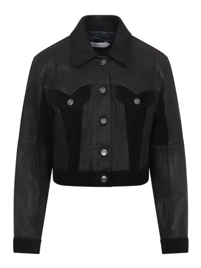 Versace Leather Jacket In Black