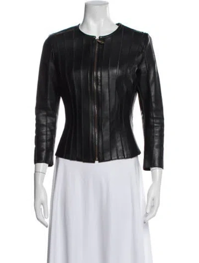 Pre-owned Versace Leather Jacket In Black