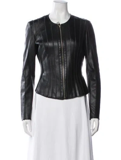 Pre-owned Versace Leather Jacket In Black