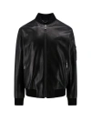 VERSACE LEATHER JACKET WITH EMBROIDERED LOGO